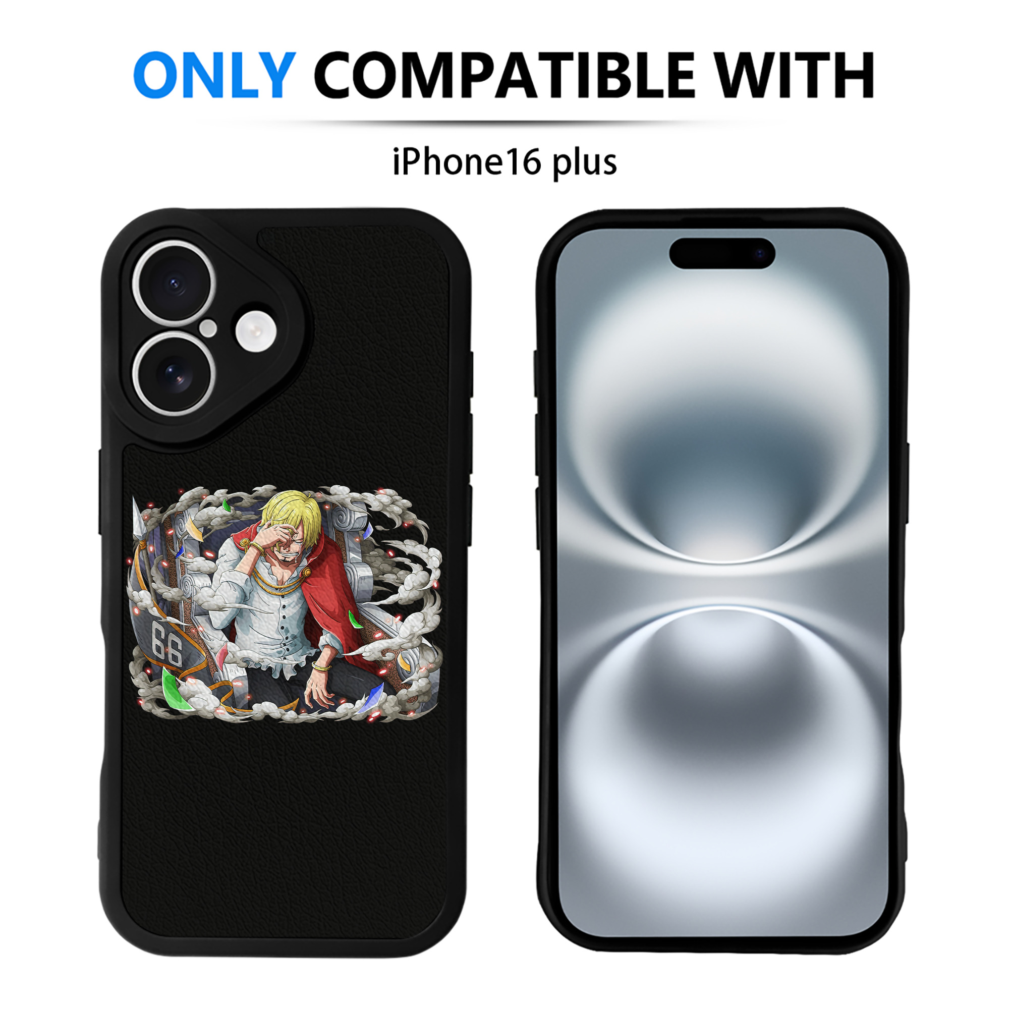 （画像用） ワンピース サンジ ONE PIECE Sanji 【iPhone 16シリーズ対応】シリコンスマホケース（レザー調） 材質：シリコン